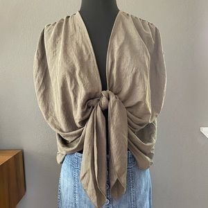 Zara Ruched Tie Front Top